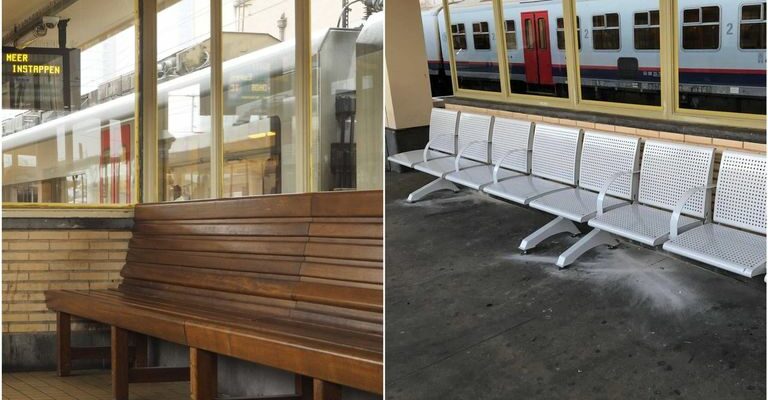 Les bancs historiques de la Gare du Nord ont été remplacés par des bancs en métal individuels